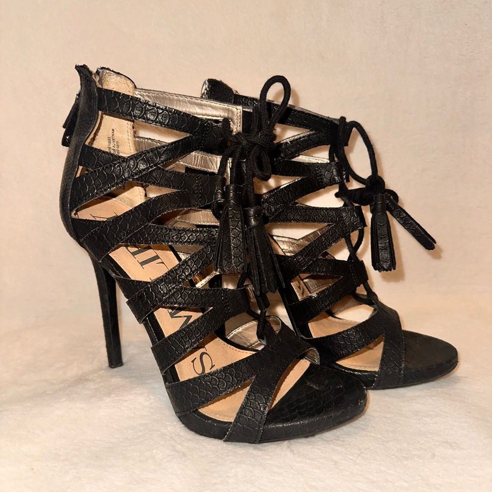 Lace up Black Strappy Heels